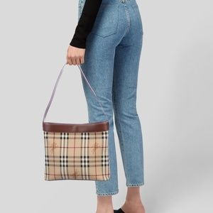 Burberry London leather trimmed Haymarket hobo